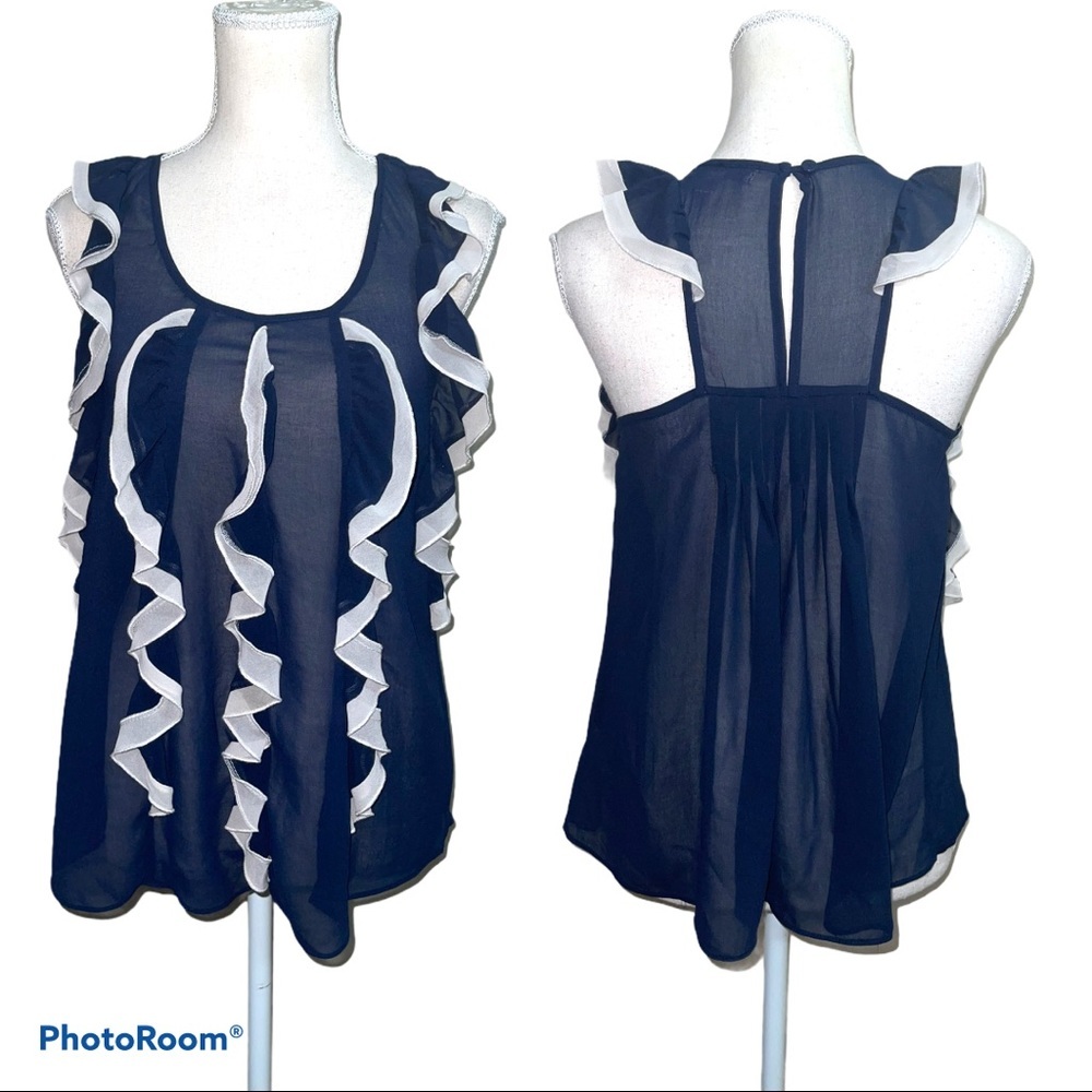 Romeo & Juliet Couture Navy Blue Ruffle detail